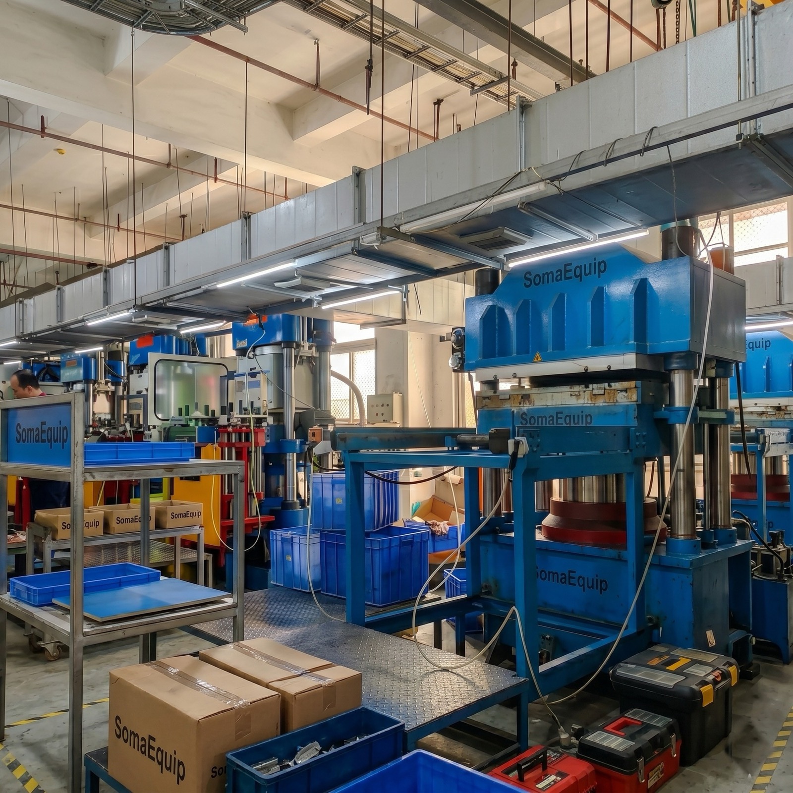 SomaEquip production floor with molding press